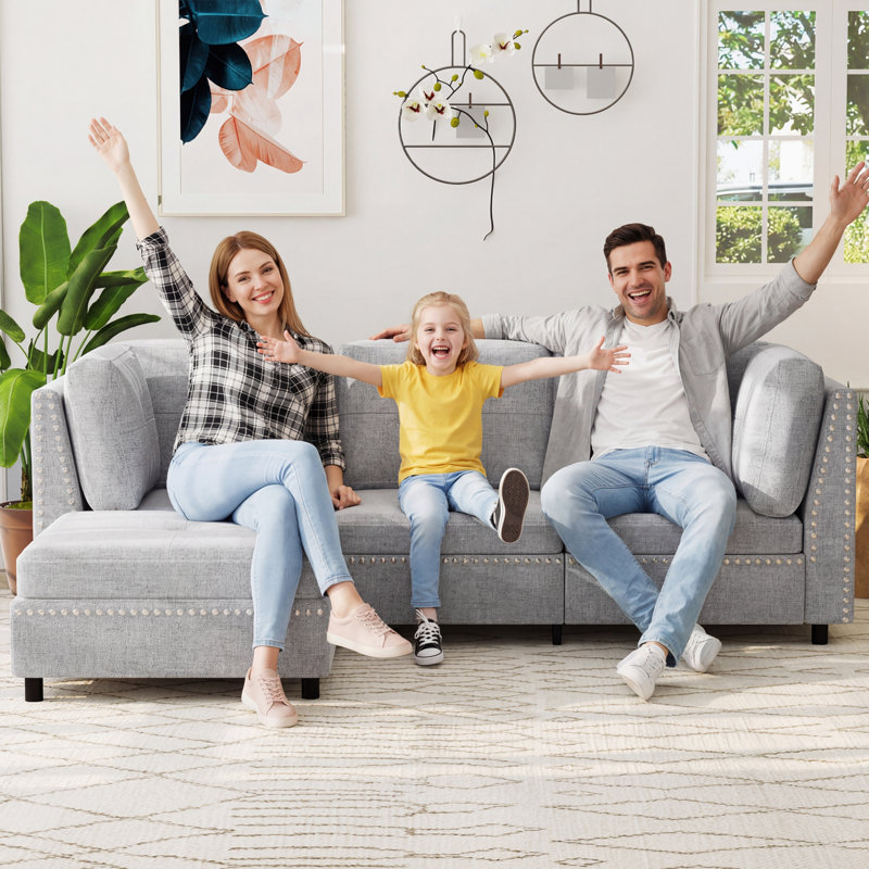 2 - Piece Upholstered Corner Sofa, Gray