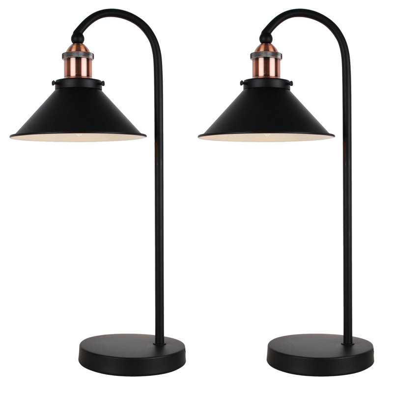 Gwenno Glass Table Lamp, Black, Black