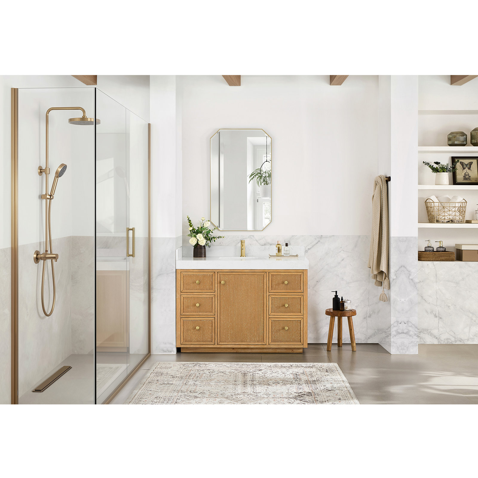 Thea 48" Single Bathroom Vanity, Fir Wood Brown