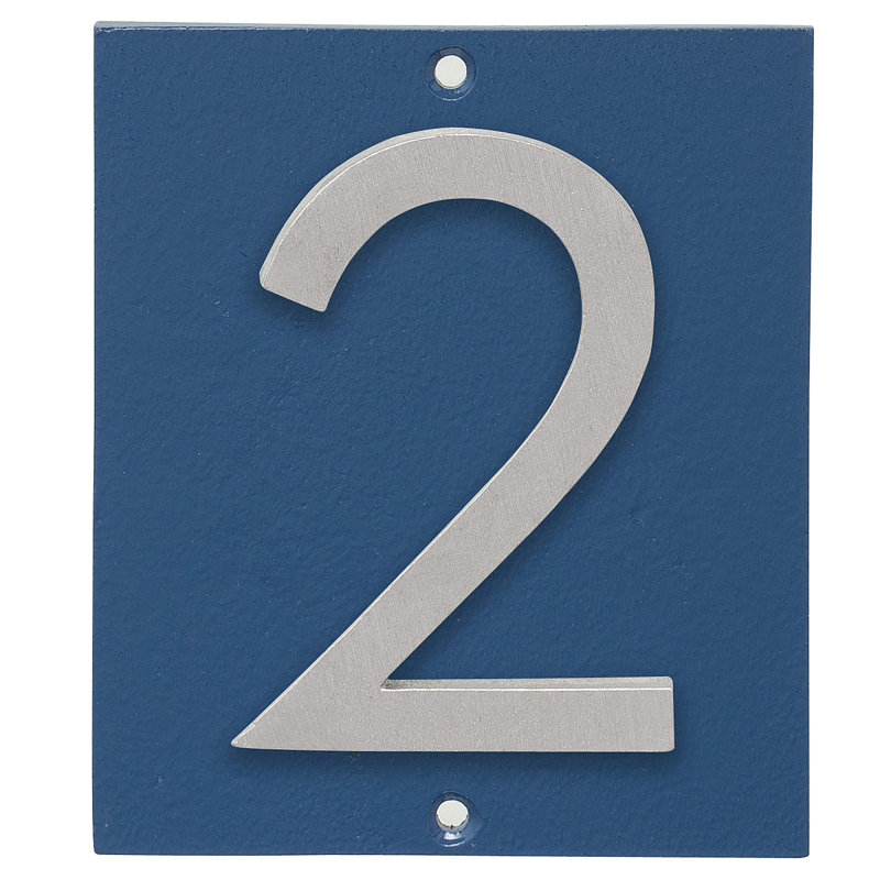 Plaque d’adresse murale sur 1 ligne flottante, Bleu mer, Aluminium brossé, Oui