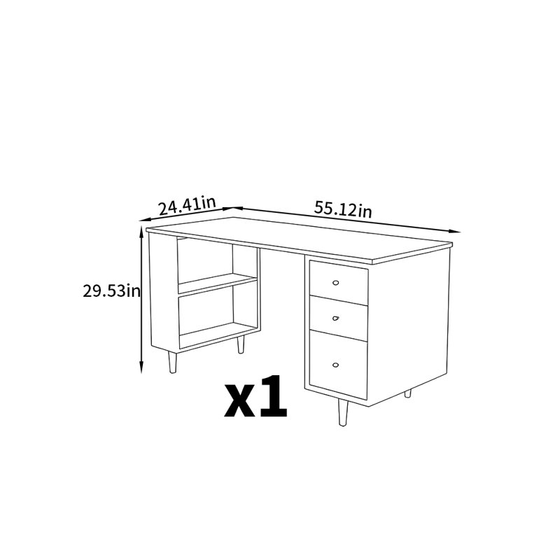 Bureaux de style moderne et nordique, H 29,53 po x l 55,12 po x P 24,41 po