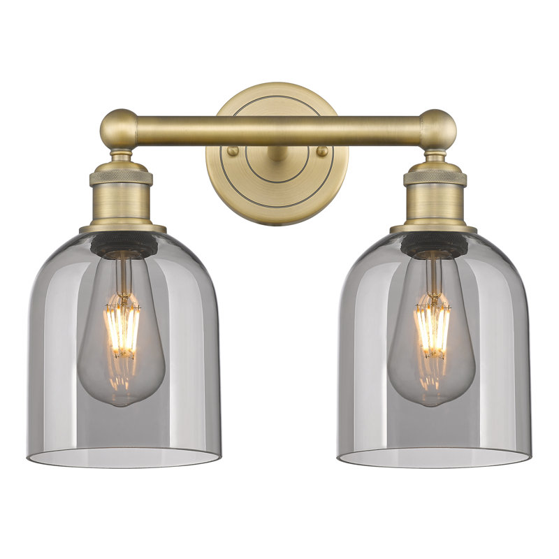 Edison Allysson 2 Light 15" Bath Vanity Light, Light Smoke, Brushed Brass