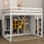 Lit mezzanine en bois pleine grandeur avec garde-robe, tablettes et armoire, cadre de lit multi-rangements peu encombrant avec échelle réversible