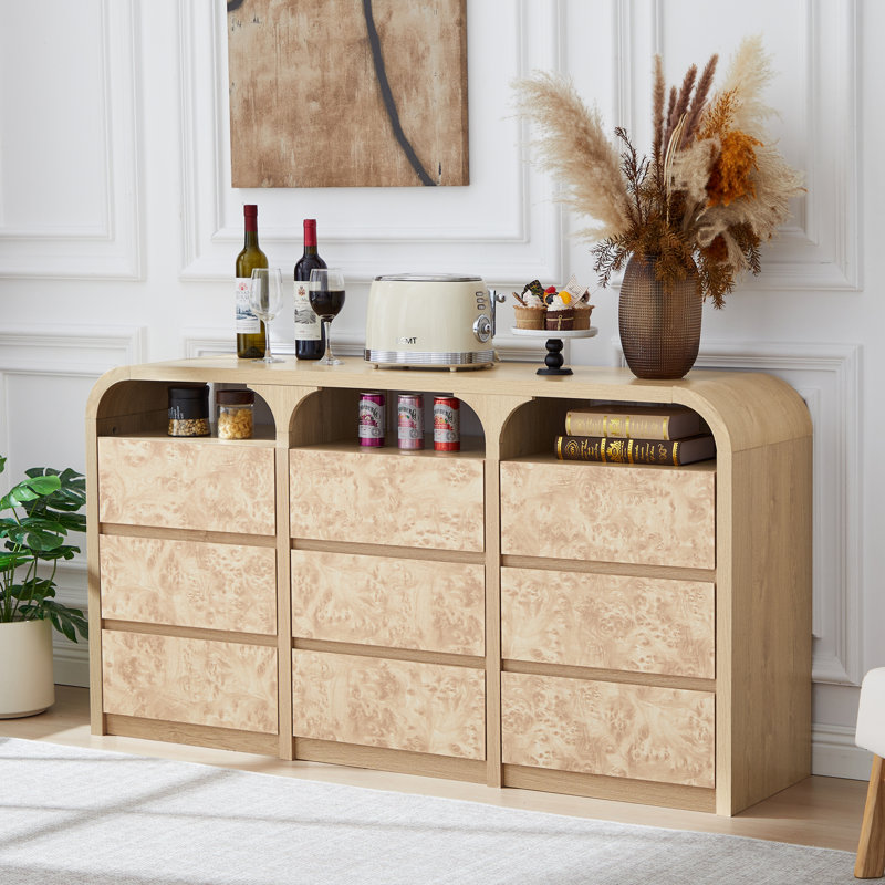 Commode 9 tiroirs l 59 po, Naturel