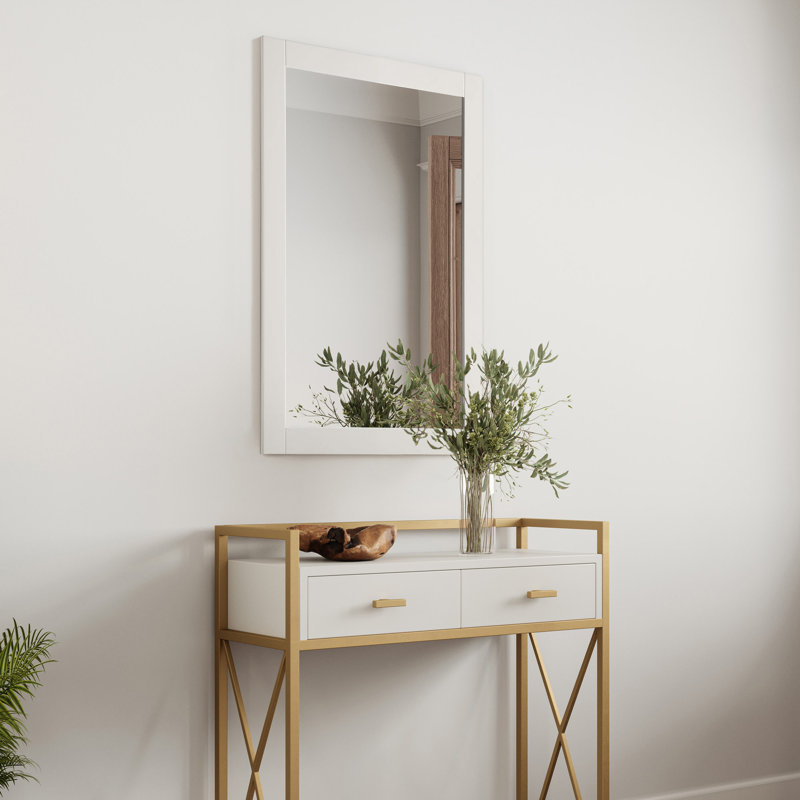 Miroir de salle de bain Akhari, Blanc semi-brillant, 30 po x 20 po