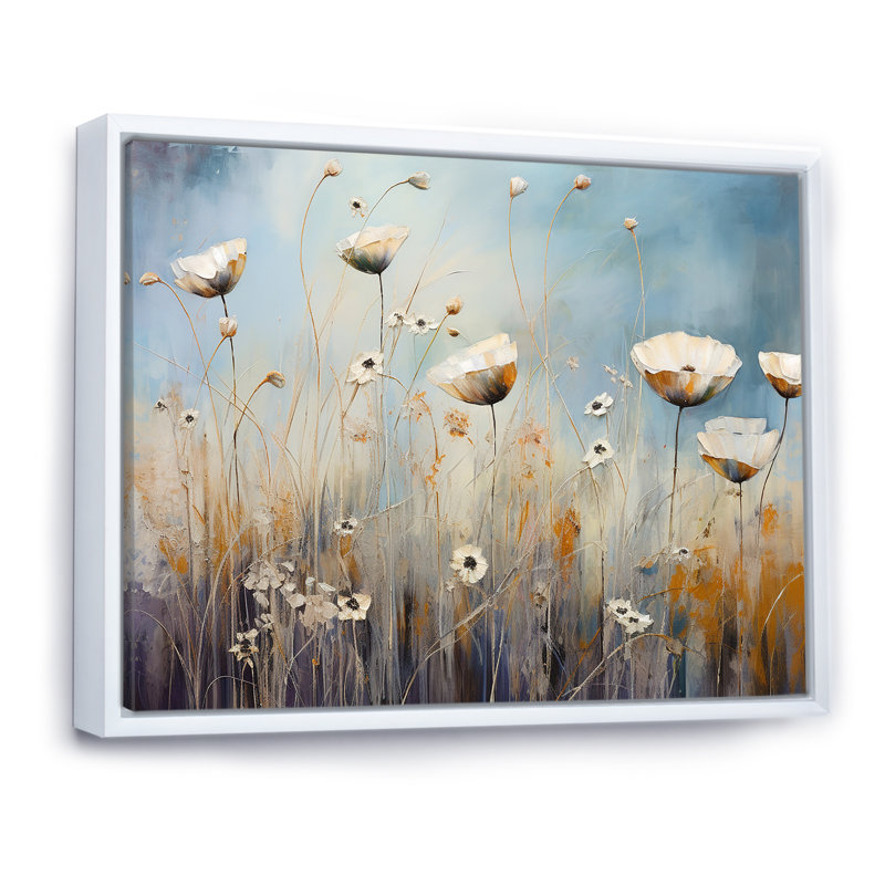 Scerene Wildflowers In Bloom V sur impression sur toile, Cadre flottant blanc, 16" H x 32" W