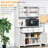 63.5" Kitchen Buffet With Hutch, Pantry Storage Cabinet With 4 Shelves, Drawers, Framed Glass Doors, Open Microwave Countertop