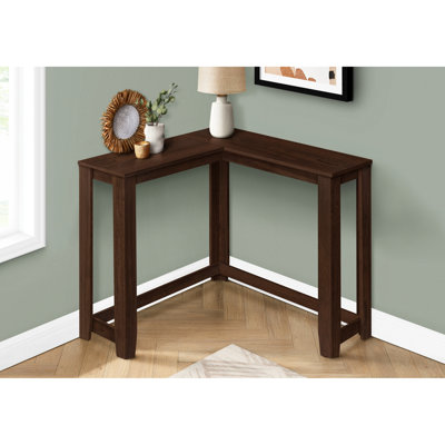 Table d'appoint de salon, structure étroite, stratifié brun, console d'angle contemporaine gracieuse pour le vestibule