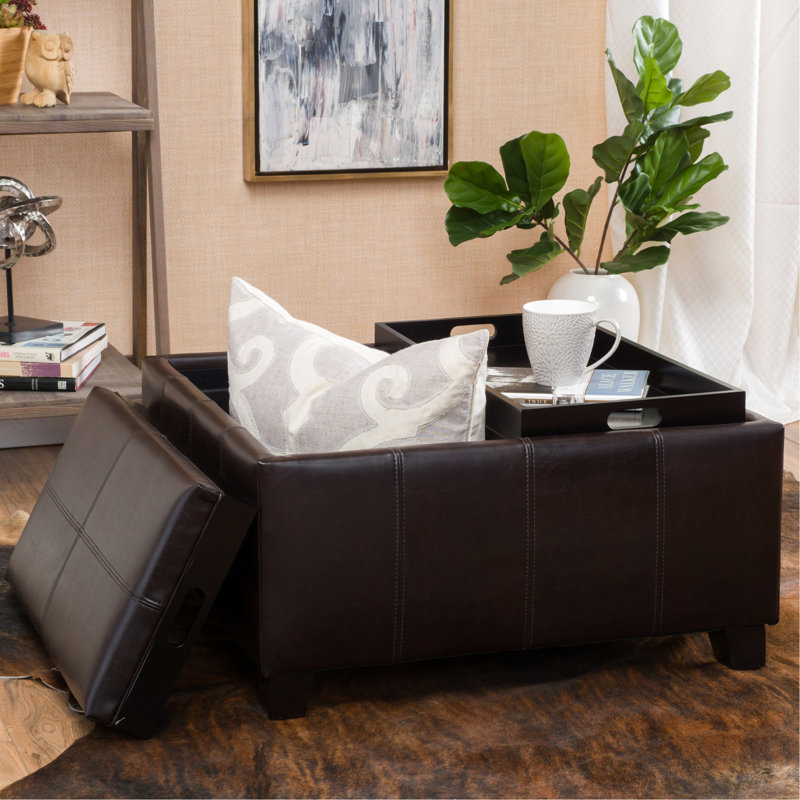 Unité centrale brune pour bureau à domicile, avec rangement et plateau supérieur, rangement supérieur réversible contemporain de 29 po x 29 po