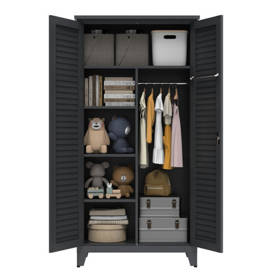 Armoire de rangement pour outils de 73 po de hauteur en acier de couleur ardoise, idéale pour le garage, l'entrepôt, le jardin, le bureau, le salon, une armoire peu encombrante de 74,38 po, un atelier, un sous-sol à la maison, un grand espace avec des tablettes,