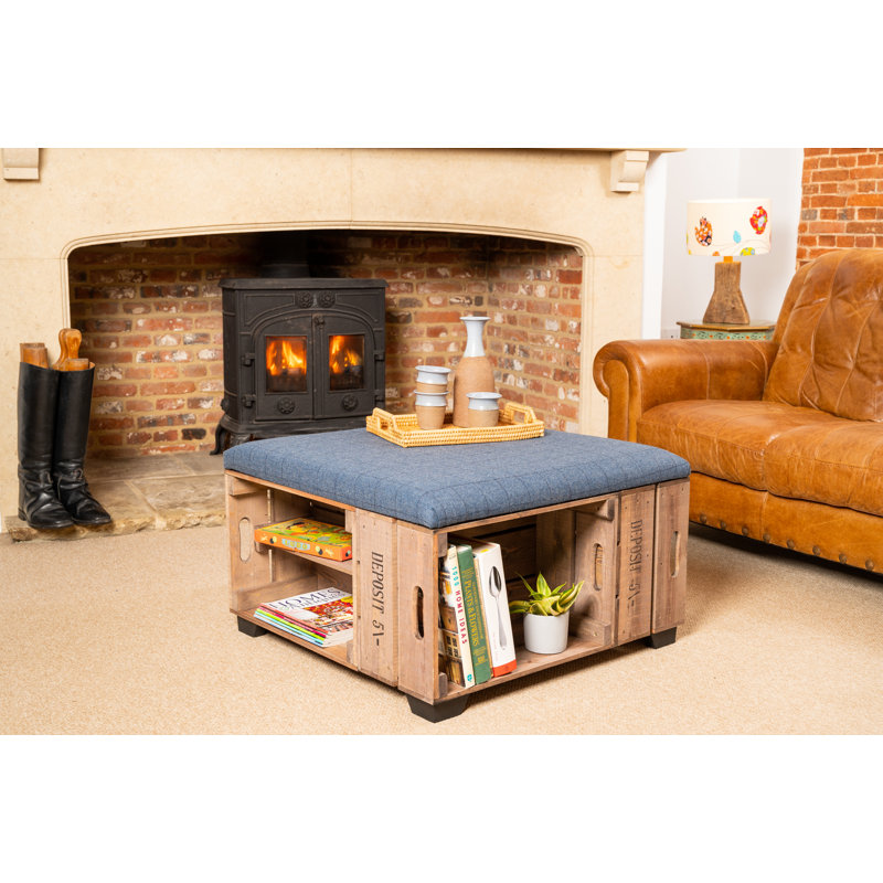 Krugerville 82cm Wide Square Tartan Ottoman with Storage