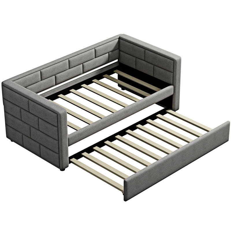Upholstered Daybed with Trundle Bed