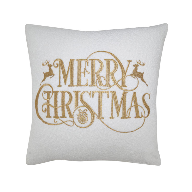 Merry Christmas Filled Throw Pillow, Polyester