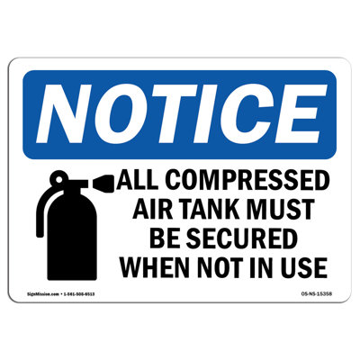Compressed Air Tanks Must Be Secured Sign