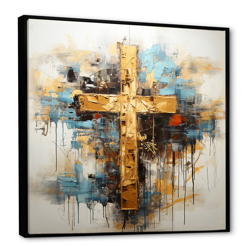 Divine Love, croix religieuse III sur toile, H 24 po x l 24 po x P 1 po, Cadre flottant noir