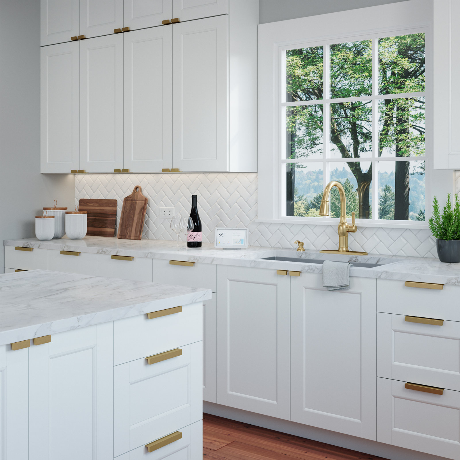 Martin Edge Cabinet Pull, Satin Brass, 1 1/4"