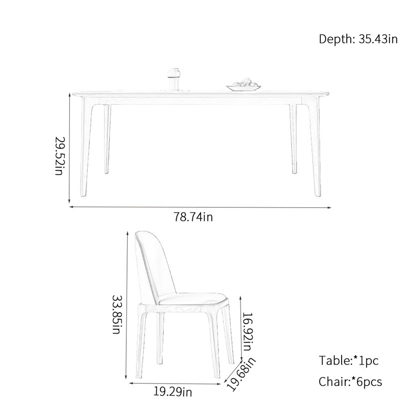 Ensemble de table à manger moderne et simple en bois massif, 7