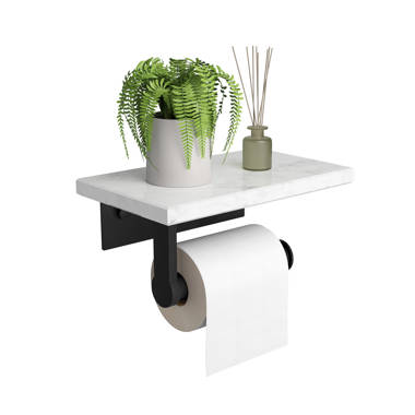 Luxdecor Metal Toilet Paper Holder with Shelf Wall Mount