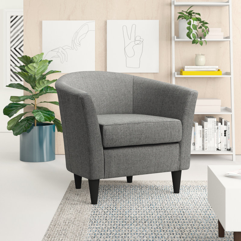 Fauteuil demi-tonneau l 31,5 po Kronos, Mélange de polyester gris, Noir