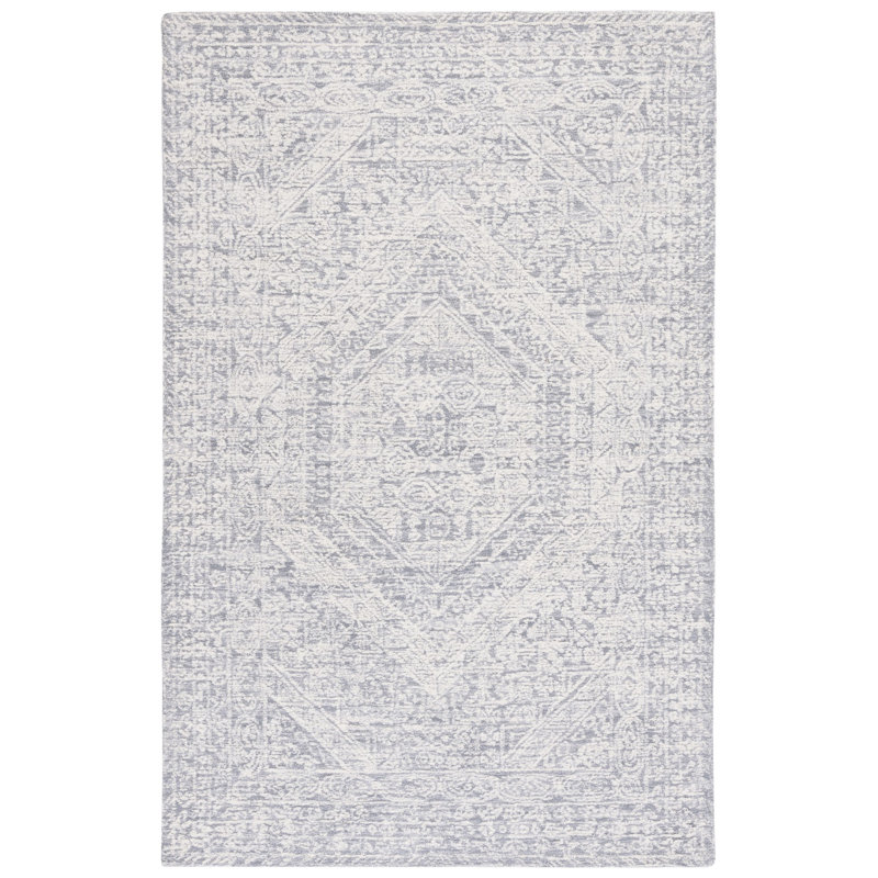 Metro Hand Tufted Wool/Cotton Oriental Rug in Gray/Ivory, Rectangle 8' x 10'