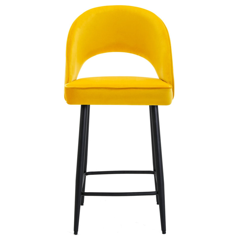 Atka Upholstered Counter Stool with Metal Frame, Mustard