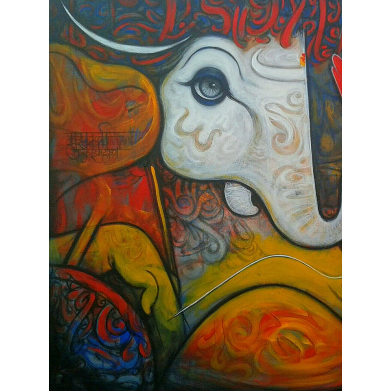 Shree Ganesha | Acrylique sur toile | Par Ramesh Gujar