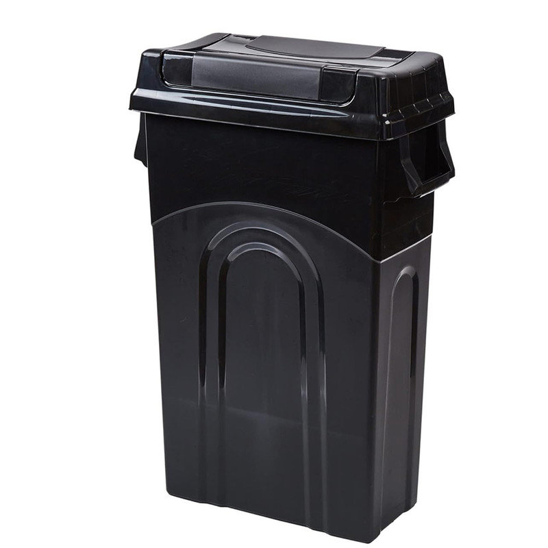 Black 23-Gallon Plastic Wheeled Trash Can with Swing Lid