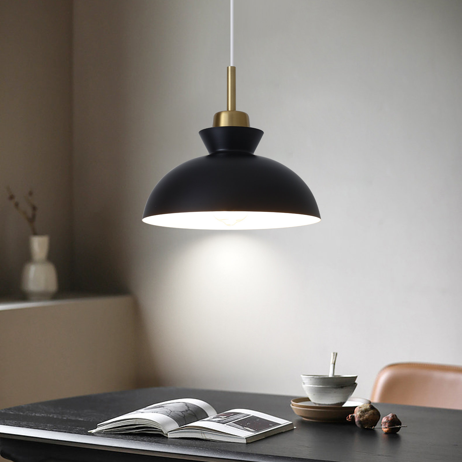 Gibran Single Light Dimmable Pendant, Black