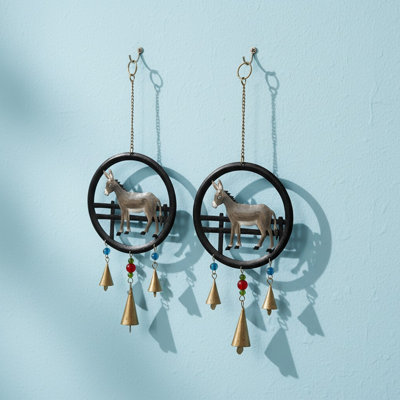 Set of 2 Donkey Chimes in Grey