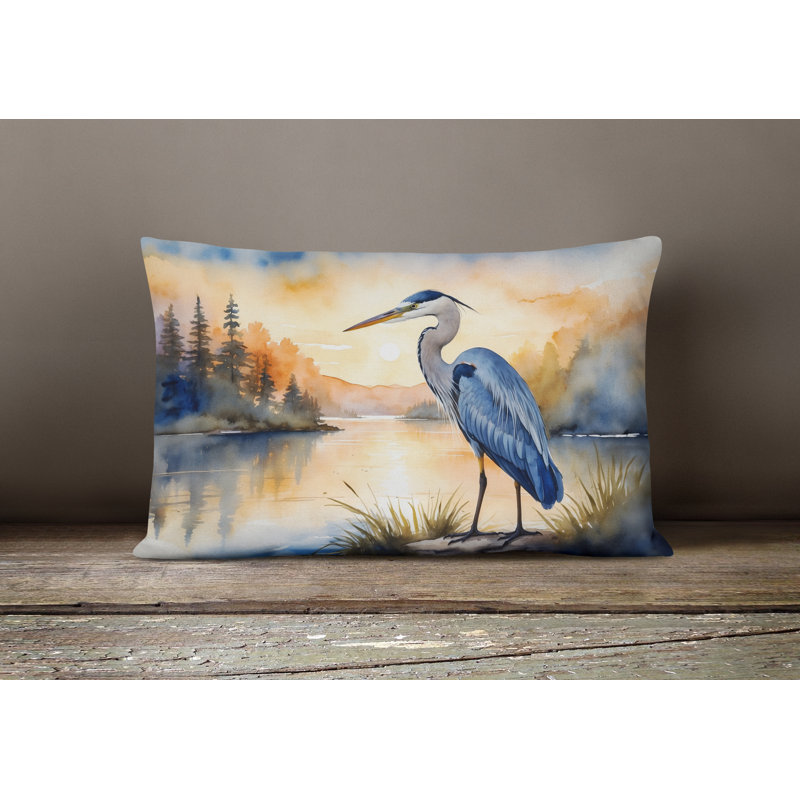 Coussin Blue Heron in the Golden Hour, Rectangle H 12 po x l 16 po
