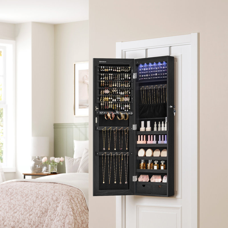 Armoire à bijoux murale avec miroir Mohsin, Black
