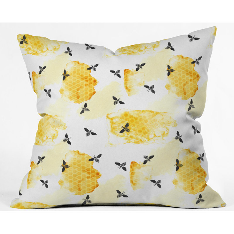 Coussin intérieur / extérieur Little Arrow Design Co Bees, 16 po x 1 po