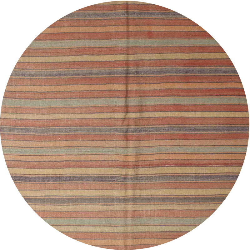 Tapis brun/rouge contemporain, Rond 3 pi