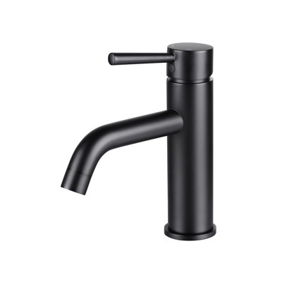 Robinet de lavabo de salle de bain à poignée simple 7,3 "H noir mat