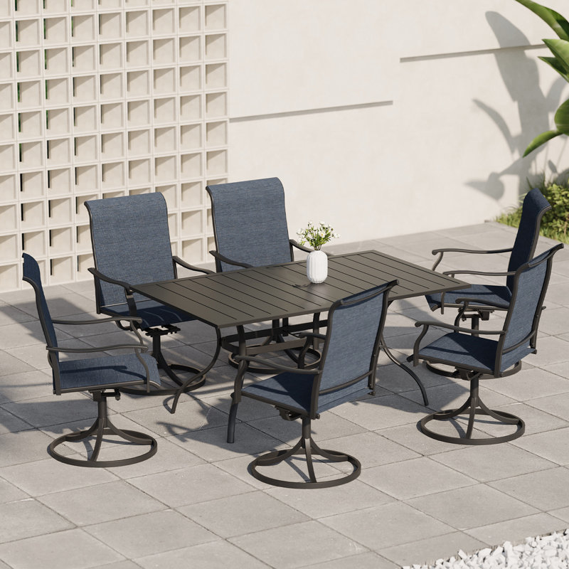 Outdoor Swivel Dining Armchair (set Of 2), Blue