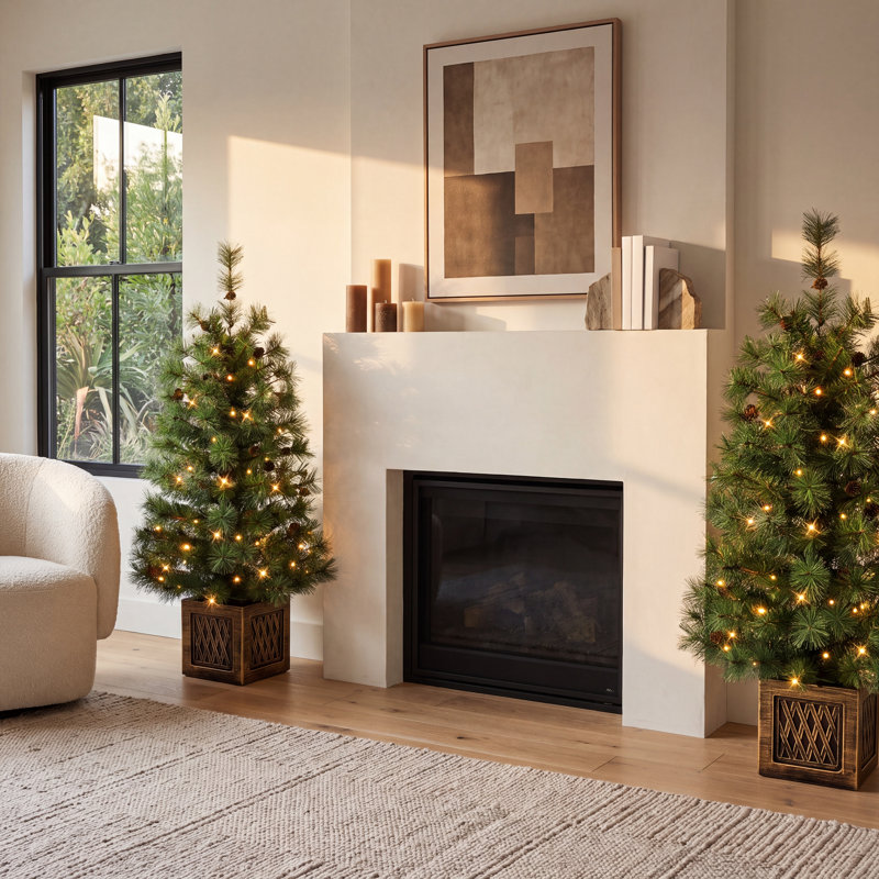 Potted 3.5' Pre-Lit Pine Christmas Tree