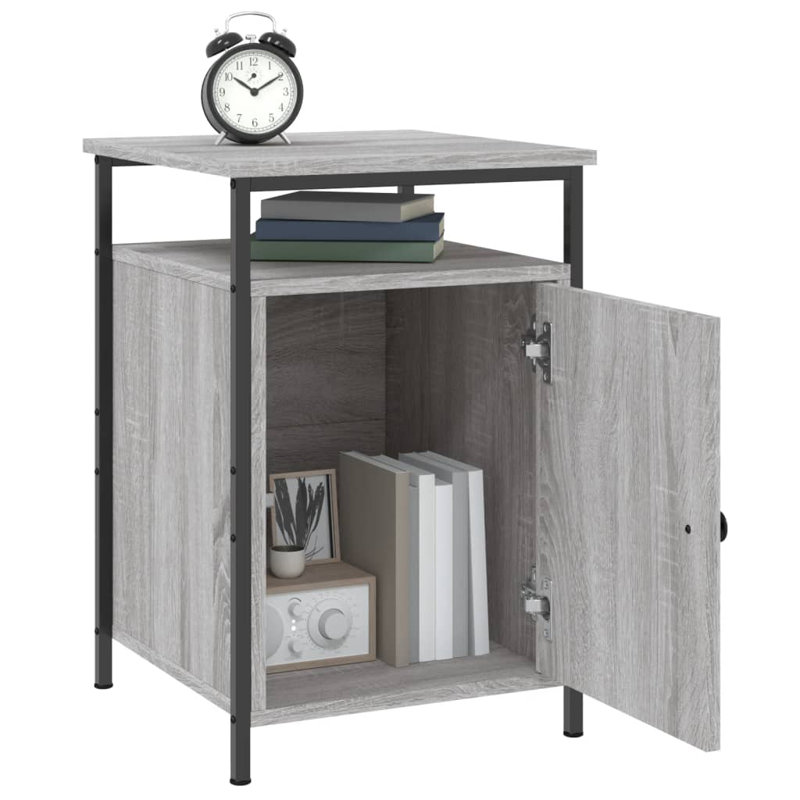 Gibby 40cm W Iron Bedside Table, Grey Sonoma