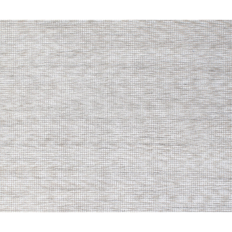 Hand Knotted Area Rug in White/Silver, Rectangle 6' x 9'