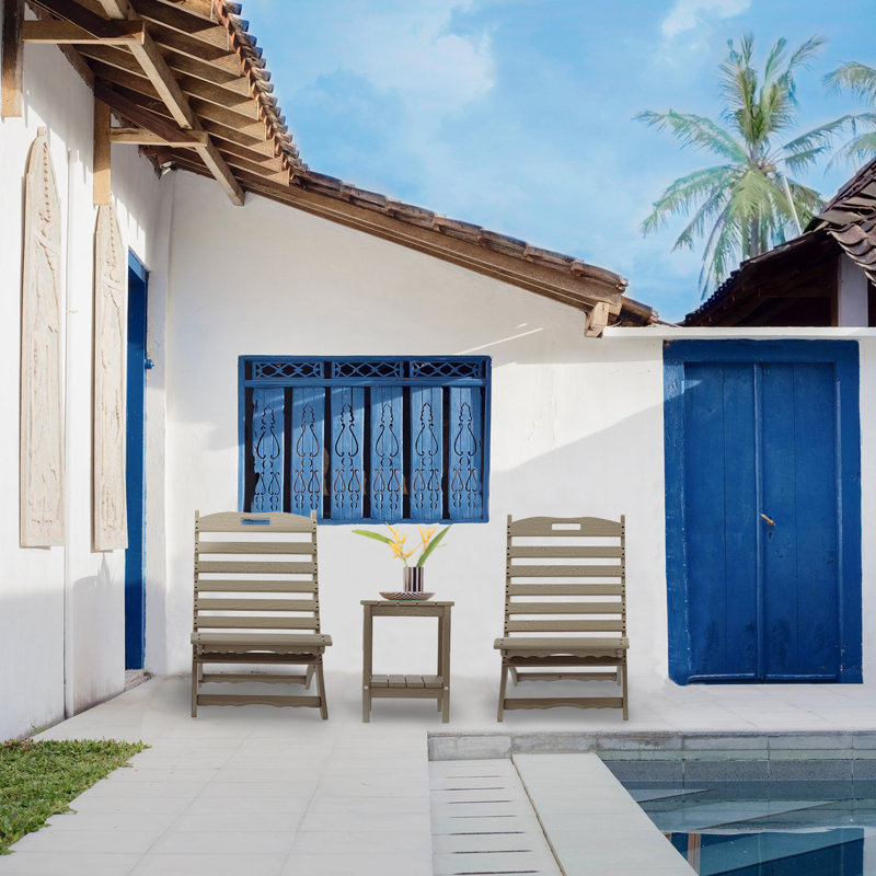Chaise Adirondack pliante en plastique Alexeya, Bois