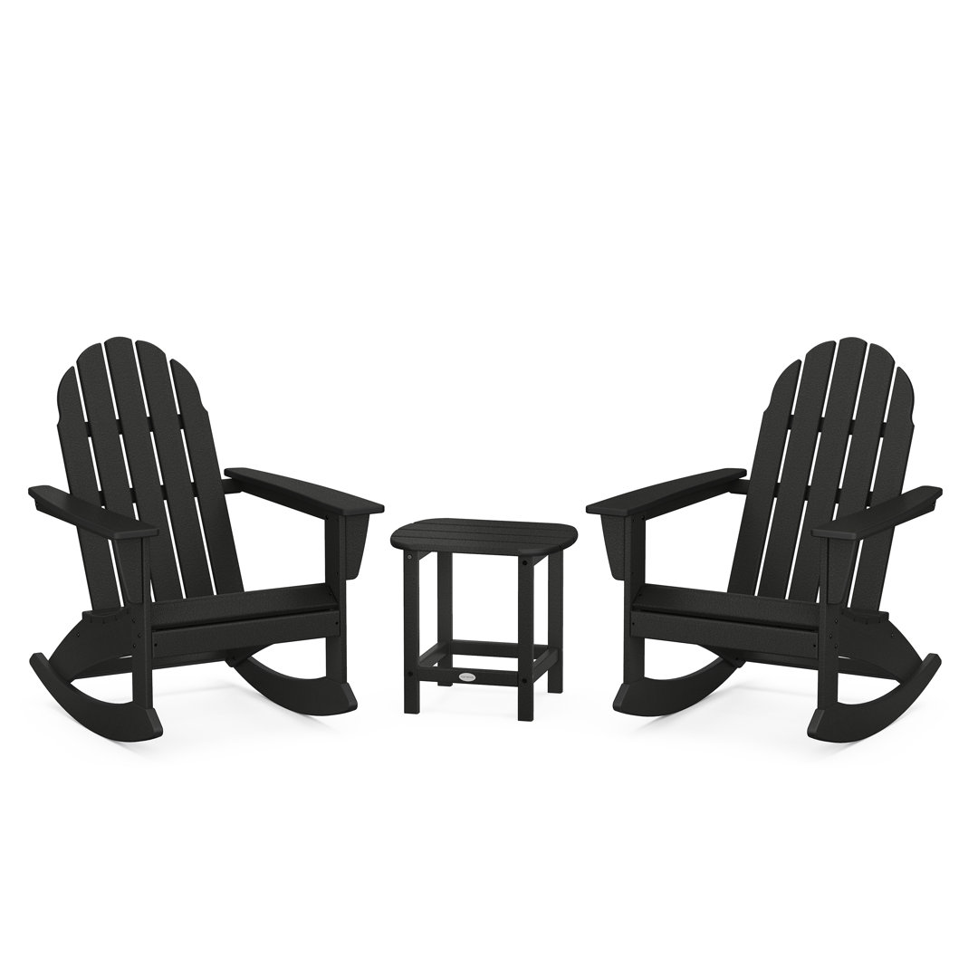 Vineyard 3-Piece Adirondack Rocking Chair Set with South Beach 18" Side Table POLYWOOD® Frame 