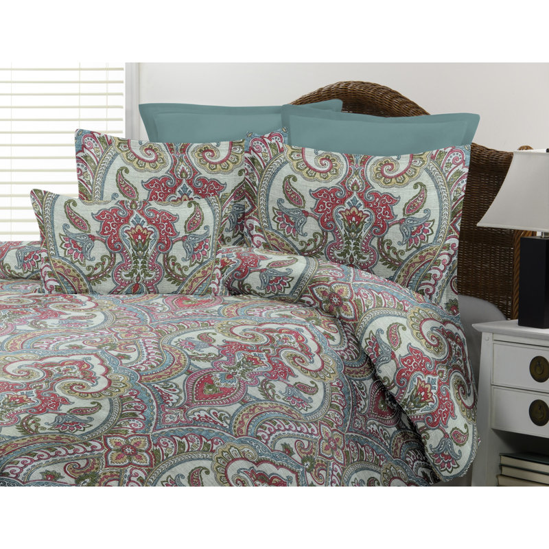 Cotton Box Stitch Duvet Cover, King Comforter + 3 Additional Pieces