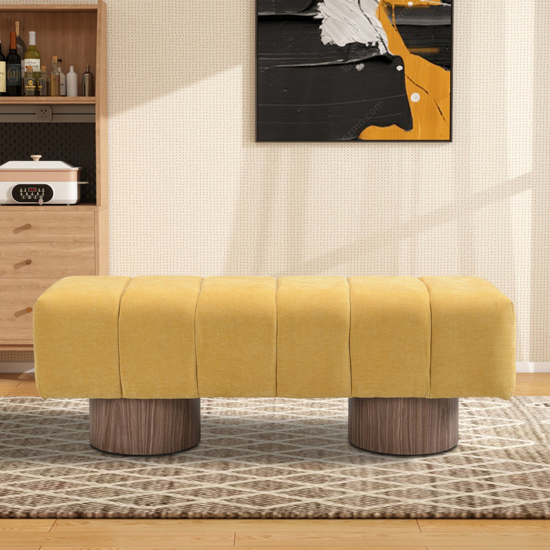 Banc rembourré l 50 po, Jaune