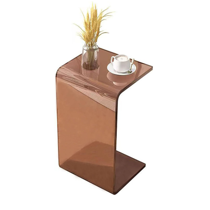 End Table, Modern Clear Acrylic C Table for Sofa and Bedside, Luxury Contemporary Nightstand & Living Room Accent Table