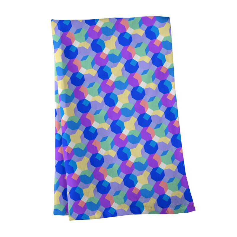 Serviette à thé octogone, Bleu, Sergé de coton