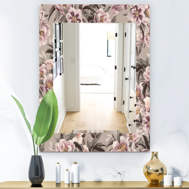 Miroir de salle de bain/meuble-lavabo traditionnel obsidian fleuri 21, H 39,4 po x l 29,5 po