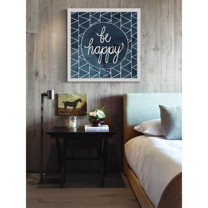"Be Happy Circle", reproduction encadrée, H 32 po x l 32 po x P 1,5 po