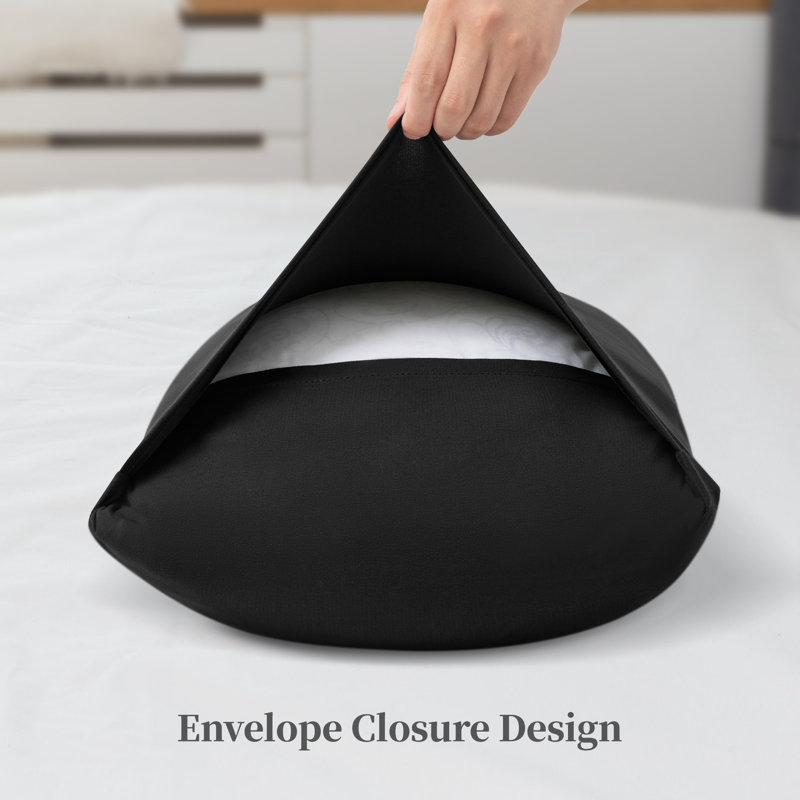 Taies d'oreiller en jersey extensible avec fermeture à enveloppe, Noir, Taie d'oreiller très grande