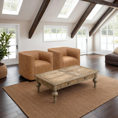 Deux chaises pivotantes décoratives avec table de rangement