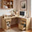 Modern Fluted L-shaped Desk With Charging Station, Storage Cabinet, Monitor Stand, File Drawer And Removable Support Shelf-1815017556