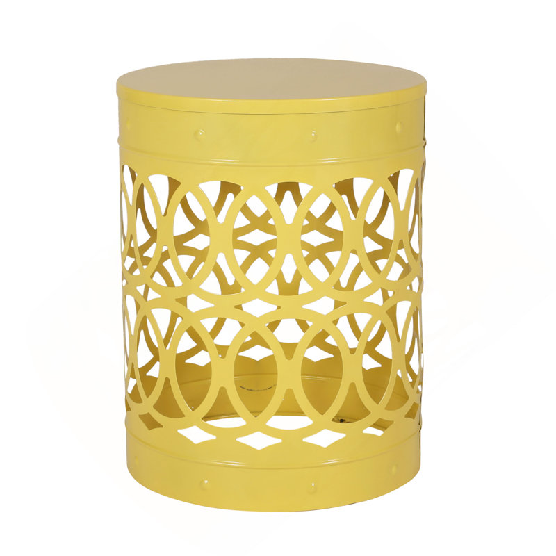 Grande table de bout d'extérieur en métal, Jaune